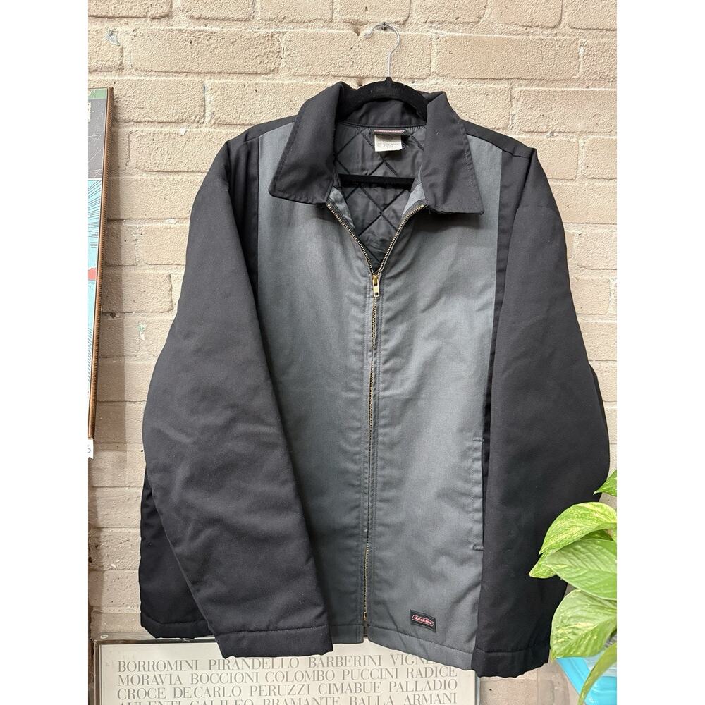 Vtg 90s Dickies Barn Chore Eisenhower Jacket 2X XXL Black Gray Quilted Work Coat